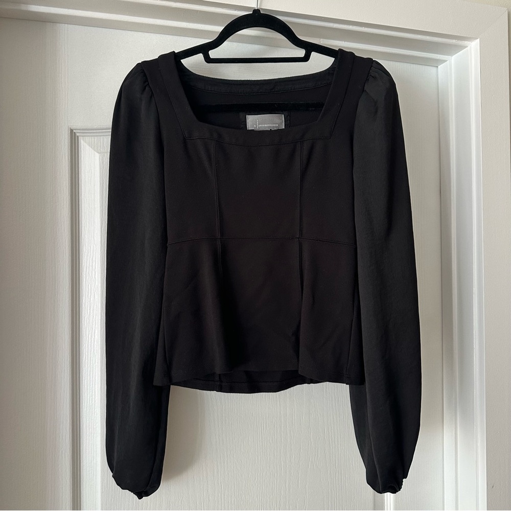 Anthropologie Elegant Black Long Sleeve Blouse